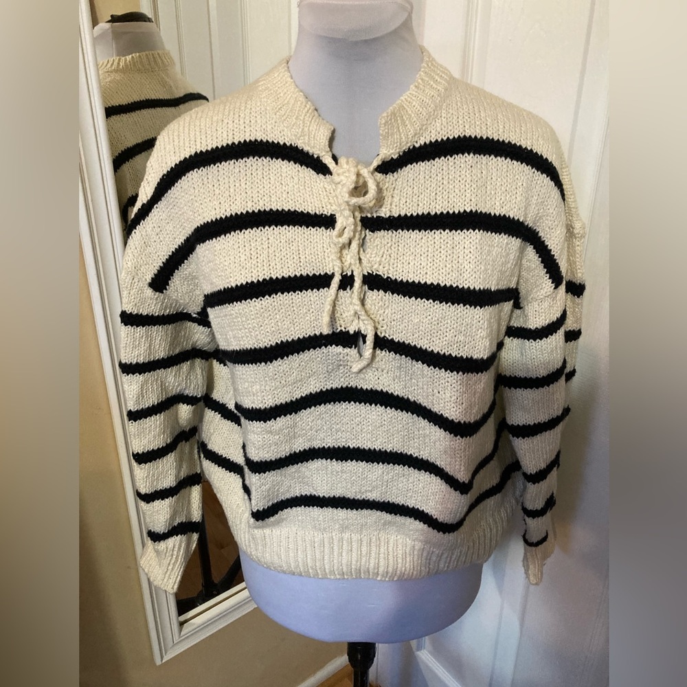 The Great. Striped Organic Cotton Sweater